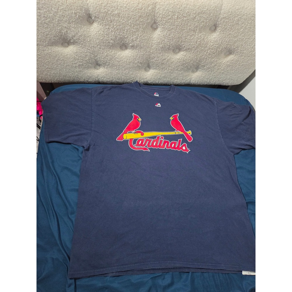 Majestic St Louis Cardinals Stephen Piscotty 55 Navy T-Shirt Mens 2XL MLB Tee